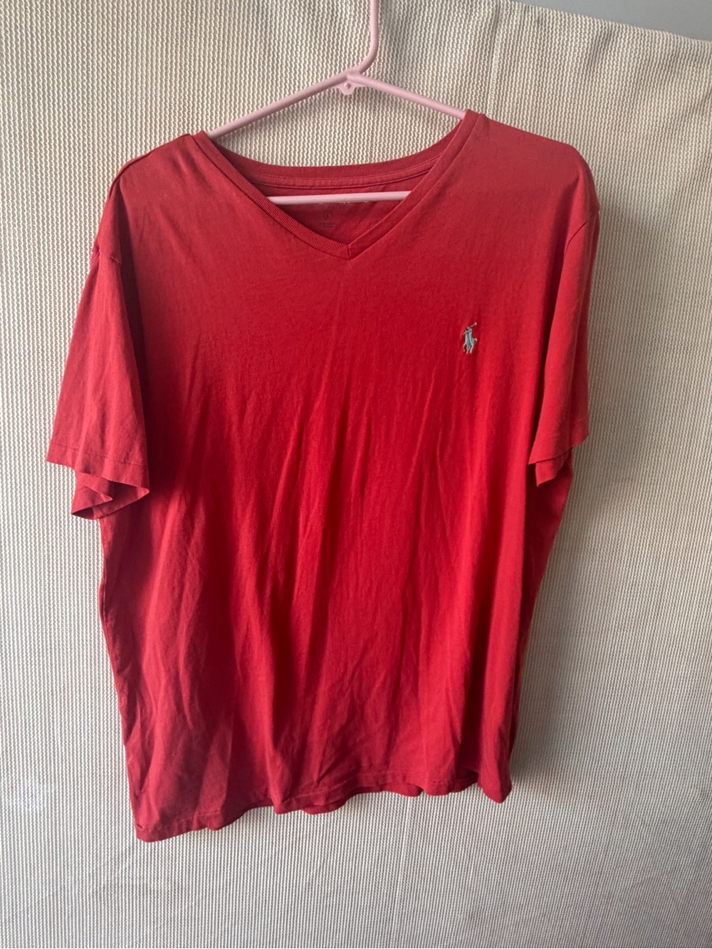 Polo by Ralph Lauren Red V-Neck Short Sleeve Tee with Embroidered Pony